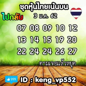 หวยหุ้นชุดเด่นทั้งวัน 3/1/62 