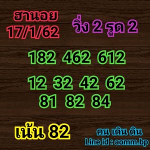 หวยฮานอยวันนี้ 17/1/62 ชุุด 1