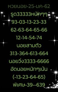 สูตรหวยฮานอย 25/1/62 ชุด 1