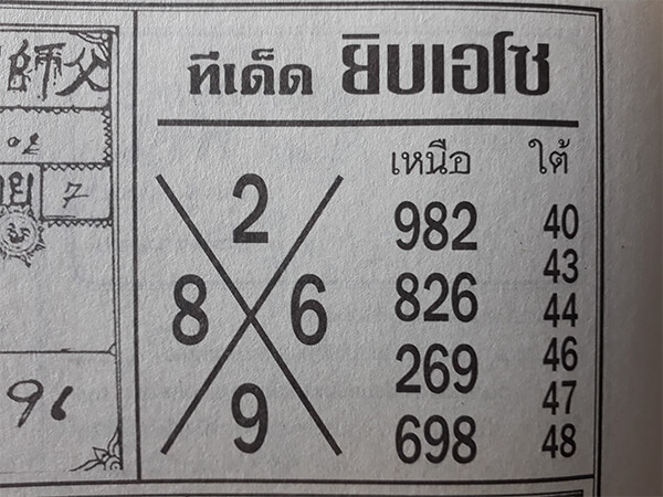 หวยทีเด็ดยิบเอโช 17/1/62