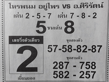 หวยโหรพนม 17/1/62