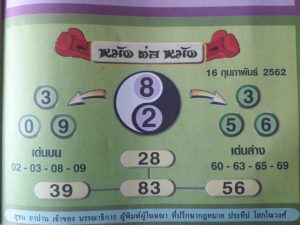 หวยหมัดต่อหมัด 16/2/62