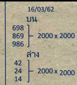 หวยบน-ล่าง 16/3/62