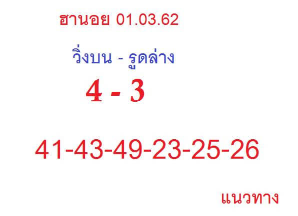 หวยฮานอยเลขแม่น 1/3/62 แจกชุดสรุปหวยแม่น เลขแม่นหลายสำนัก ...