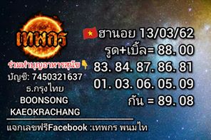 หวยฮานอยเลขดัง 13/3/62 ชุดที่ 8