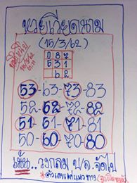 หวยฮานอยงวดนี้เลขแม่น 16/3/62 ชุดที่ 10