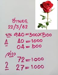 หวยฮานอยทีเด็ด 22/3/62 ชุดที่ 3