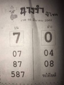 หวยนางรำ 16/3/62