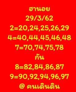 หวยฮานอยแม่นเด็ด 29/3/62 ชุดที่ 20