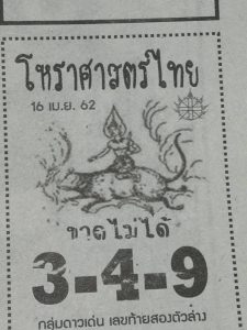 หวยโหราศาสตร์ไทย 16/4/62