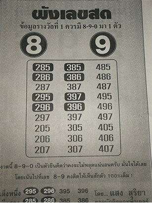 ผังเลขสด 16/4/62