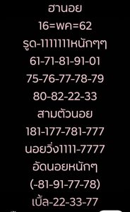 รวมหวยฮานอยเด่น 16/5/62ชุดที่9