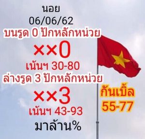 หวยฮานอยงวดนี้ 6/6/62 ชุดที่10