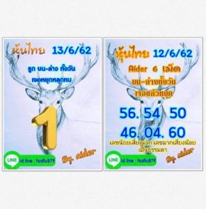 หวยหุ้นชุดเด่นทั้งวัน 13/6/62 ชุดที่6