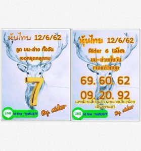 หวยหุ้นงวดนี้ 12/6/62 ชุดที่6