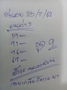 หวยฮานอยวันนี้ 25/7/62 ชุดที่2