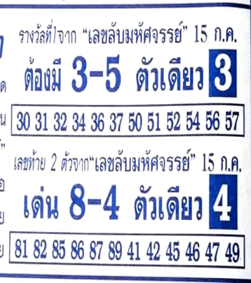 เลขลับมหัศจรรค์ 15/7/62