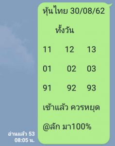 หวยหุ้นงวดนี้ 30/8/62 ชุดที่7