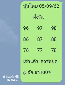 หวยหุ้นเด่นทั้งวัน 5/9/62 ชุดที่6