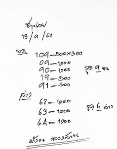 หวยฮานอยเด็ด 13/9/62 ชุดที่10