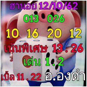 หวยฮานอยแม่นๆ 12/10/62ชุดที่ 3