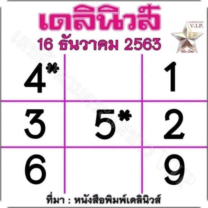 หวยเดลินิวส์ 16/12/63