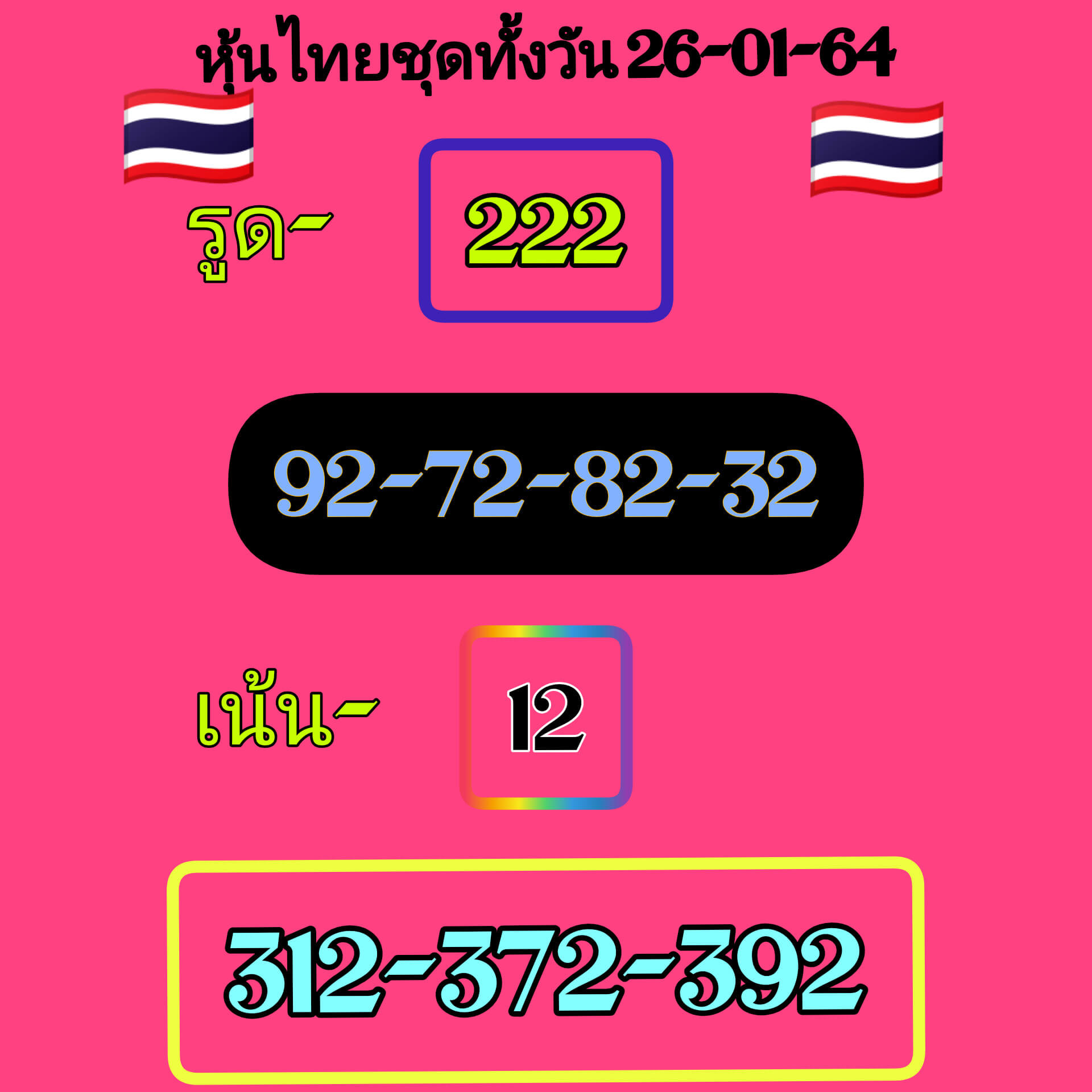 หวยหุ้นวันนี้ 26/1/64 ชุดที่11