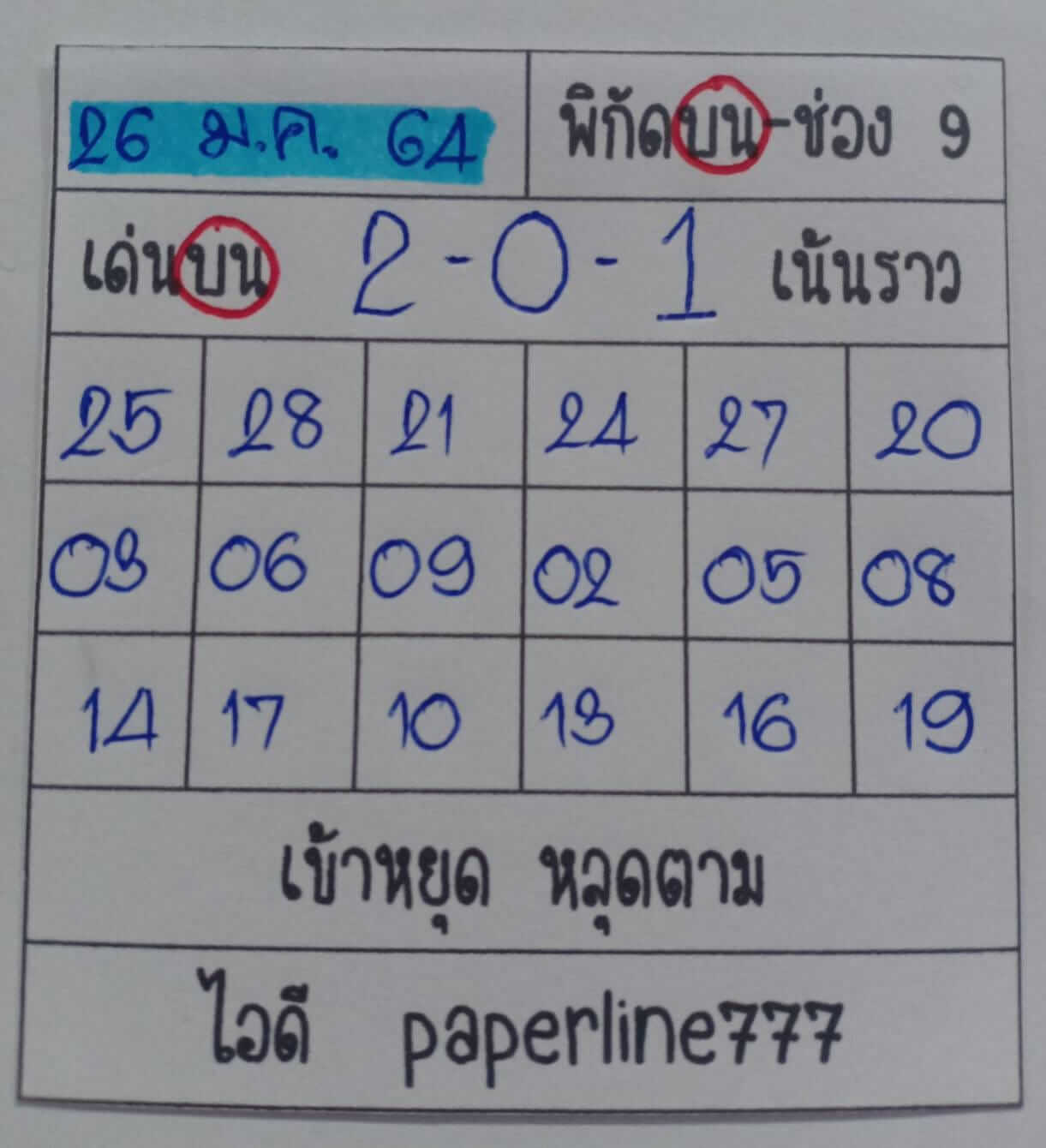 หวยหุ้นวันนี้ 26/1/64 ชุดที่9