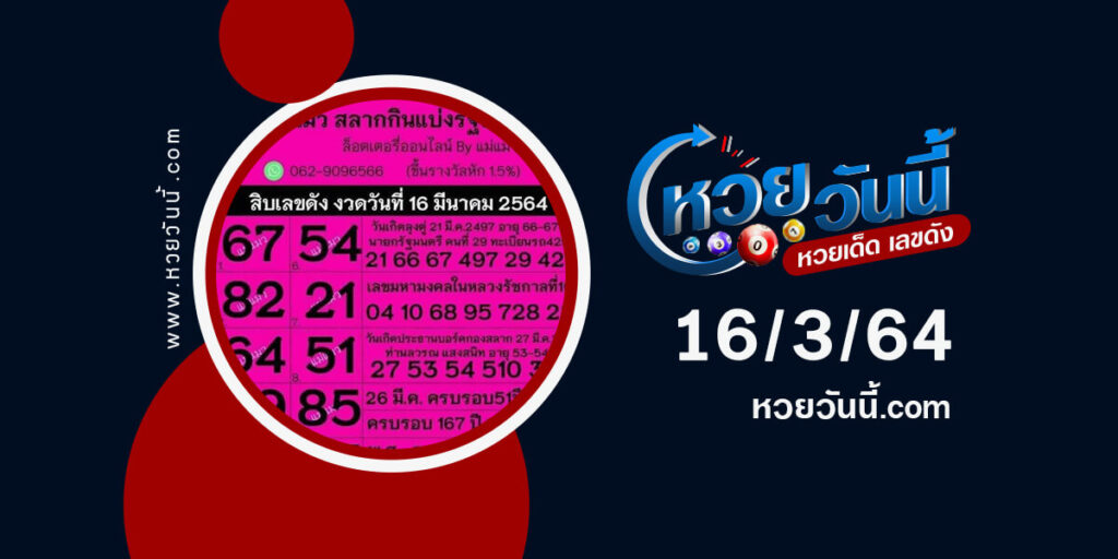 ปกหวยแม่แมว งวด 16/3/64