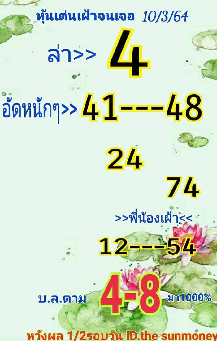 หวยหุ้นวันนี้ 10/3/64 ชุดที่4