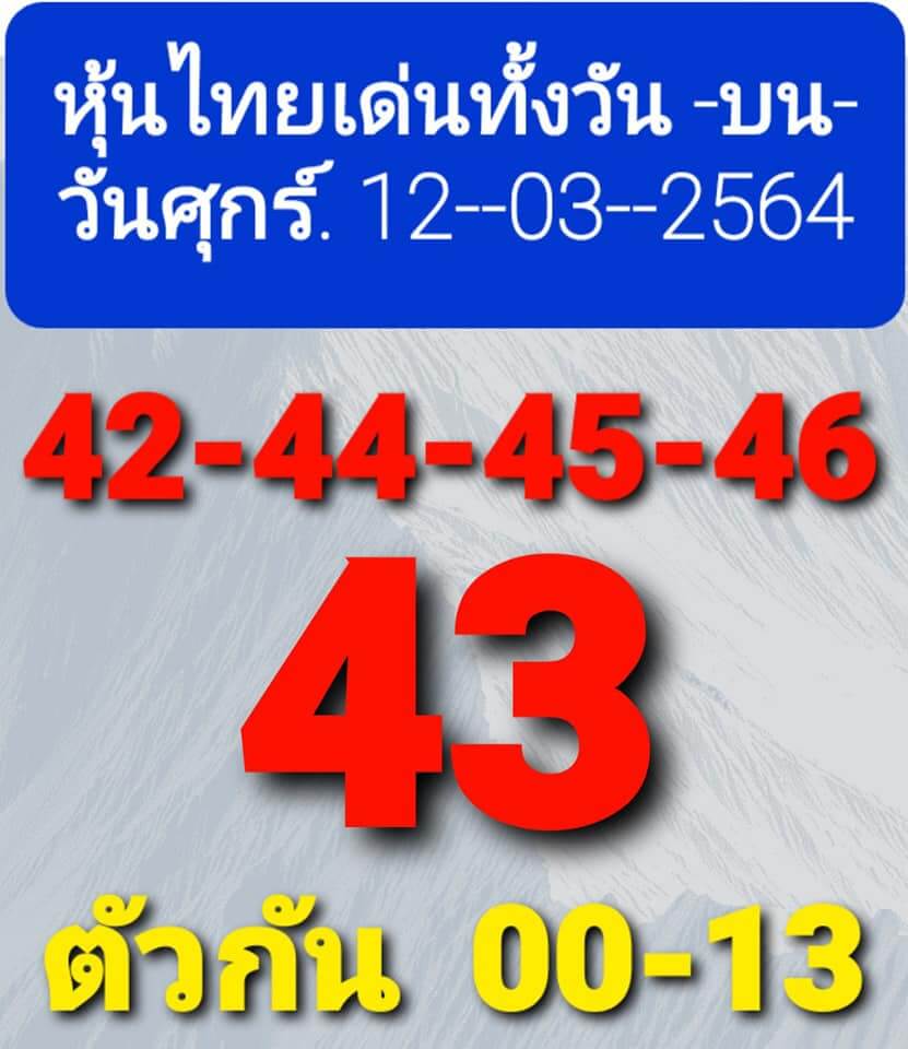 หวยหุ้นวันนี้ 12/3/64 ชุดที่11