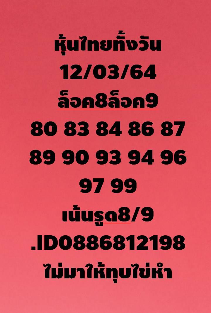 หวยหุ้นวันนี้ 12/3/64 ชุดที่7