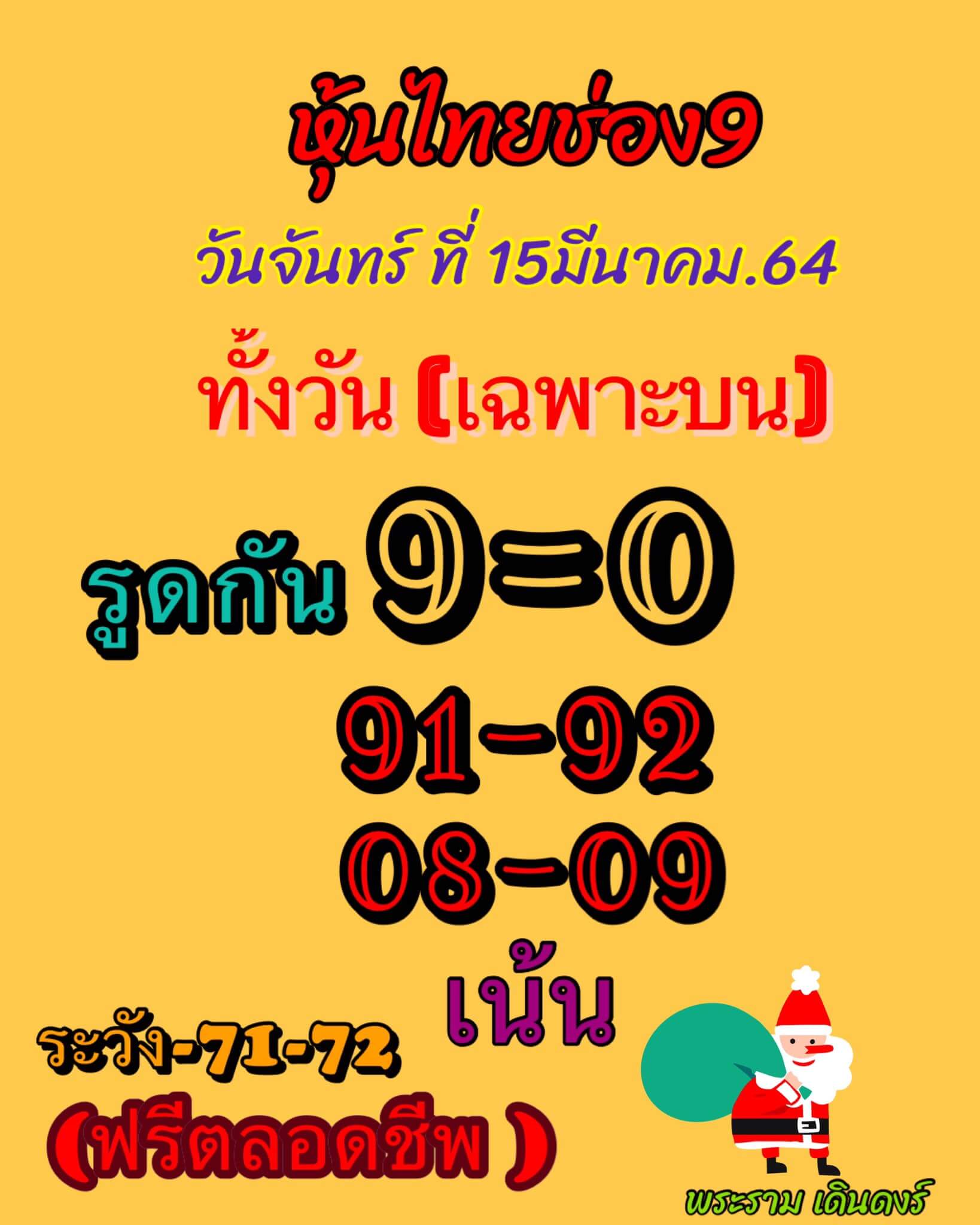 หวยหุ้นวันนี้ 15/3/64 ชุดที่11