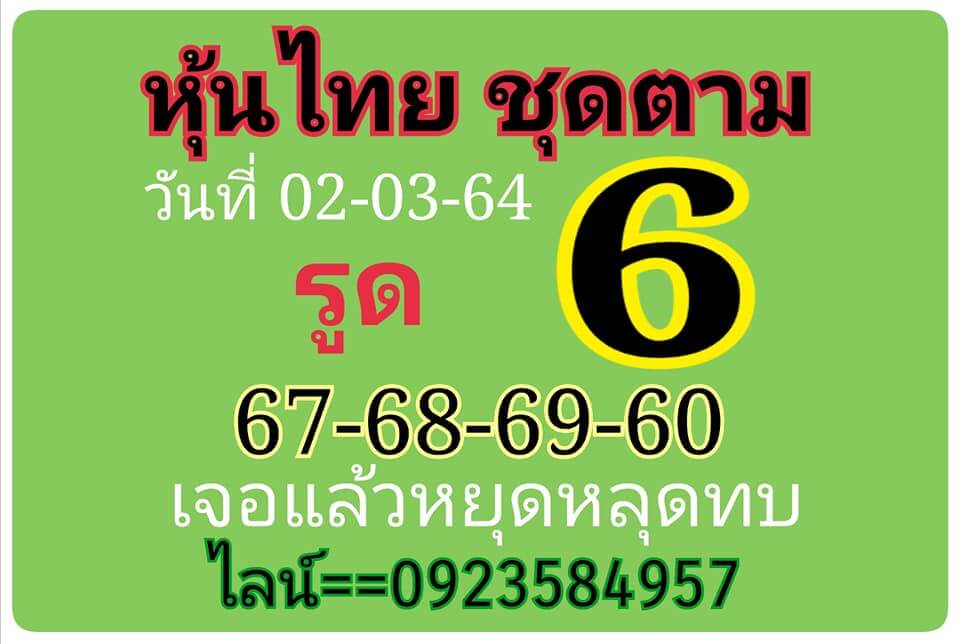 หวยหุ้นวันนี้ 2/3/64 ชุดที่11