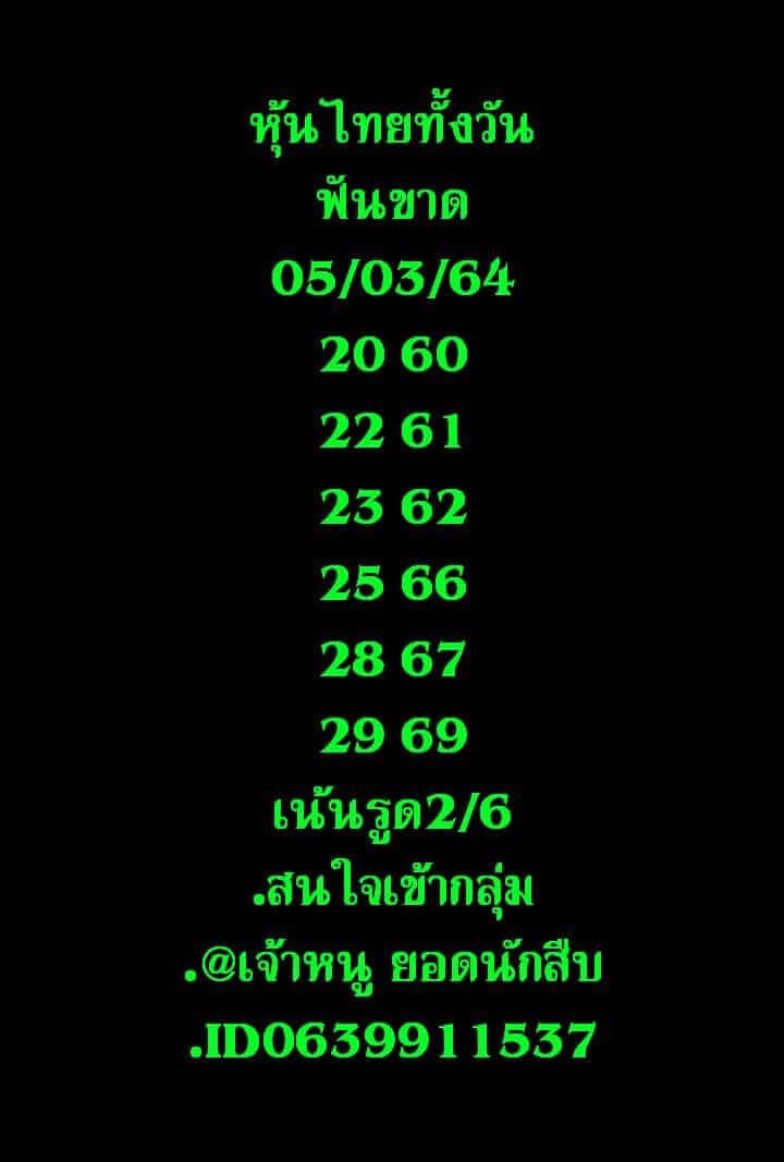 หวยหุ้นวันนี้ 5/3/64 ชุดที่11