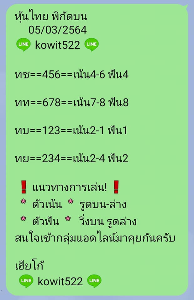 หวยหุ้นวันนี้ 5/3/64 ชุดที่6