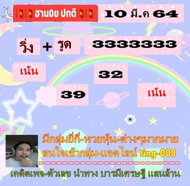 หวยฮานอยวันนี้ 10/3/64 ชุดที่5