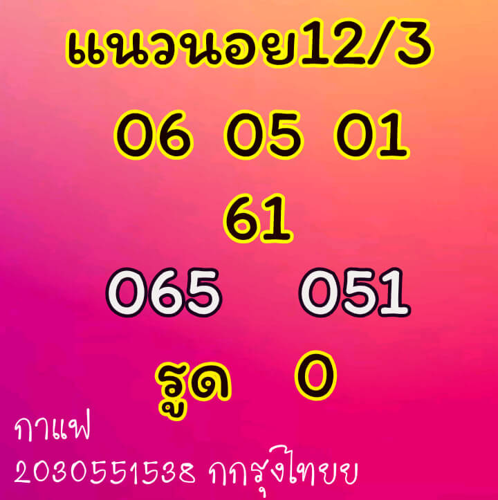 หวยฮานอยวันนี้ 12/3/64 ชุดที่6