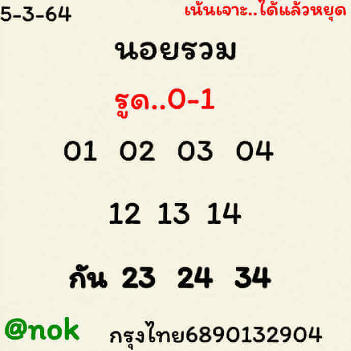 หวยฮานอยวันนี้ 5/3/64 ชุดที่12