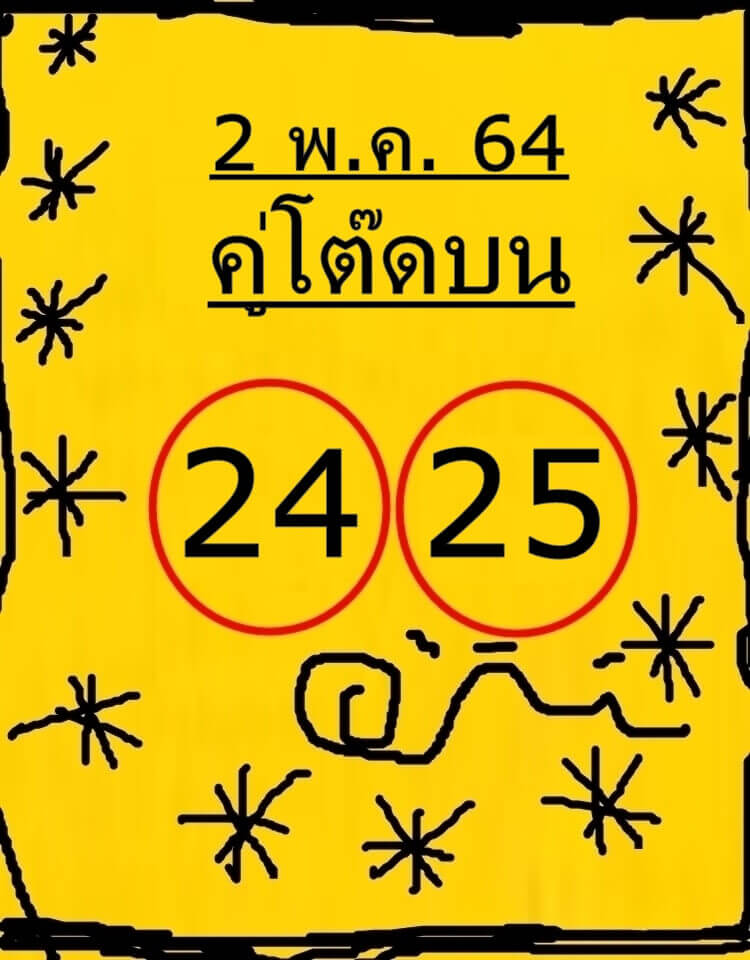 หวยคู่โต๊ดบน 2/5/64