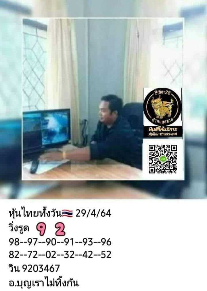 หวยหุ้นวันนี้ 29/4/64 ชุดที่15