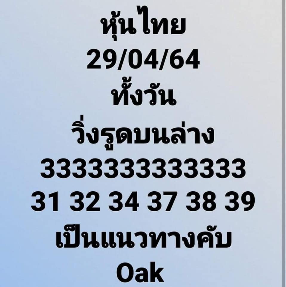 หวยหุ้นวันนี้ 29/4/64 ชุดที่9