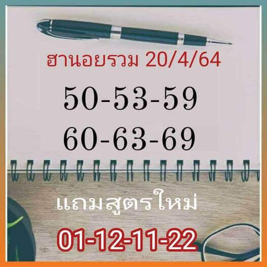 หวยฮานอยวันนี้ 20/4/64 ชุดที่15