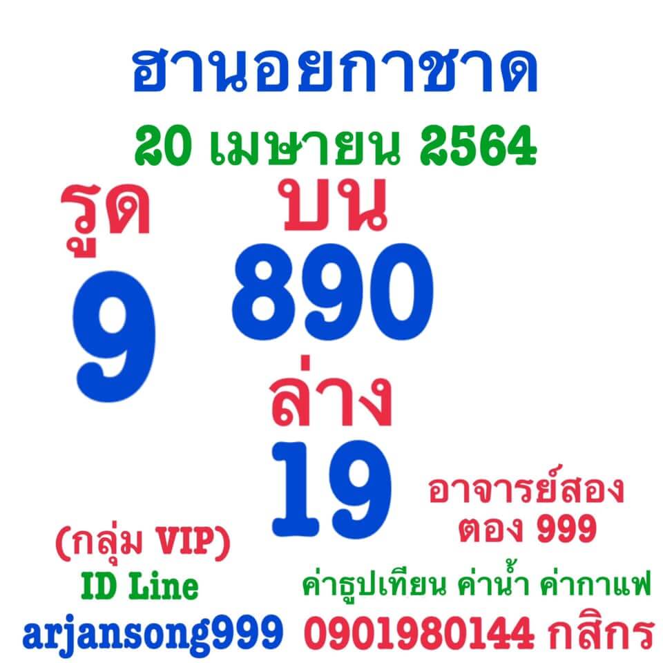 หวยฮานอยวันนี้ 20/4/64 ชุดที่3