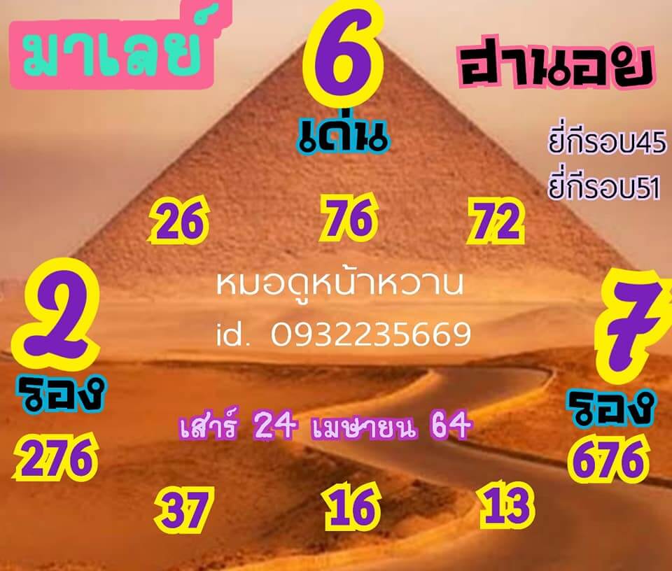 หวยฮานอยวันนี้ 24/4/64 ชุดที่1