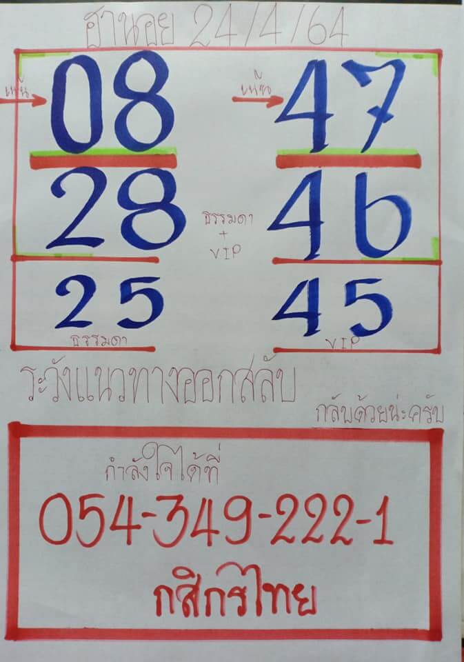 หวยฮานอยวันนี้ 24/4/64 ชุดที่6