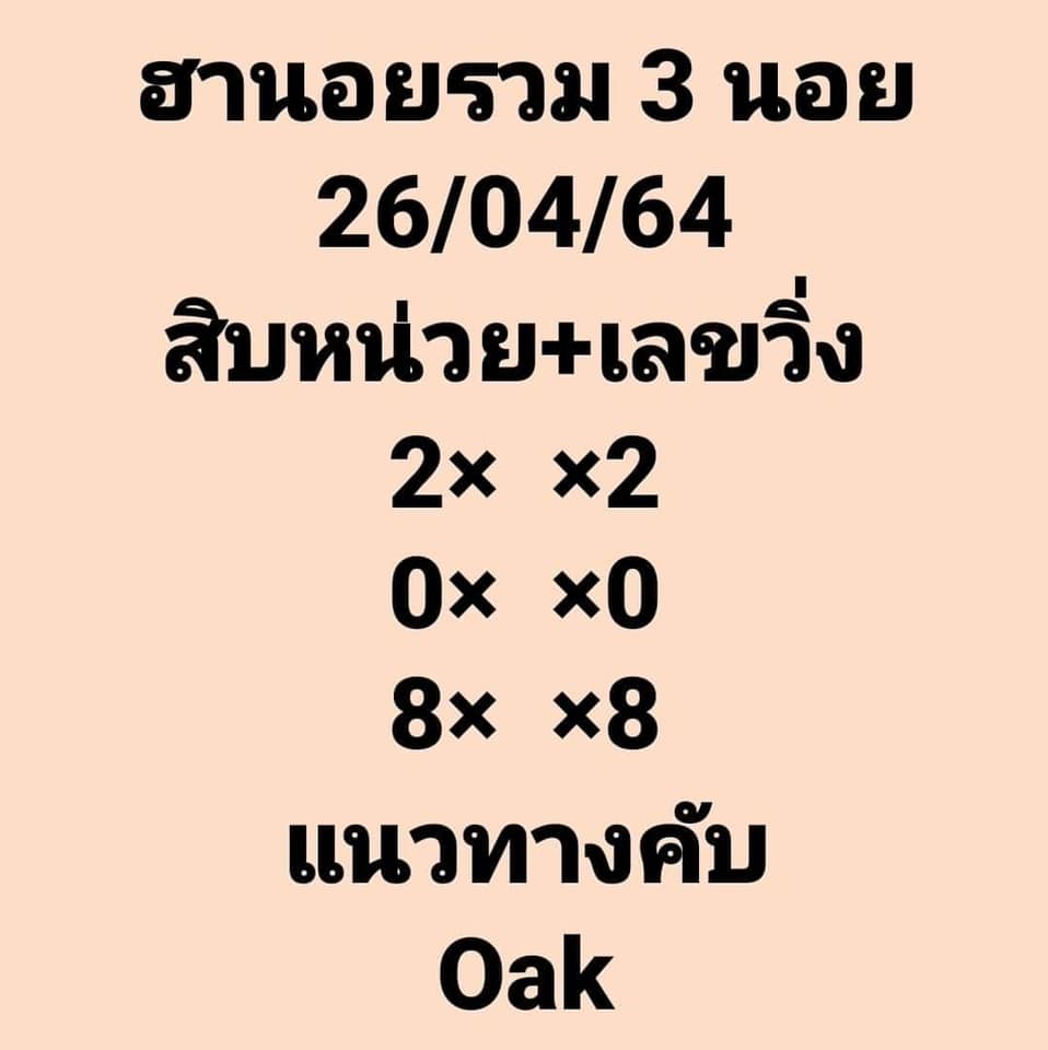 หวยฮานอยวันนี้ 26/4/64 ชุดที่12