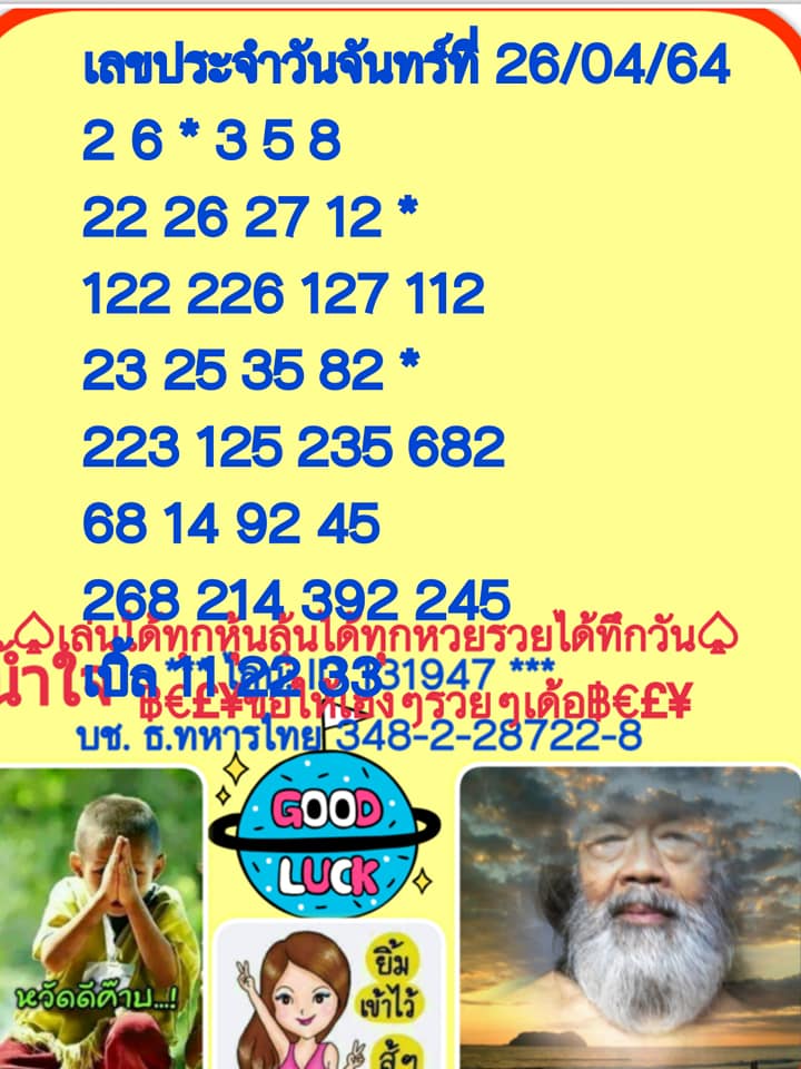 หวยฮานอยวันนี้ 26/4/64 ชุดที่6