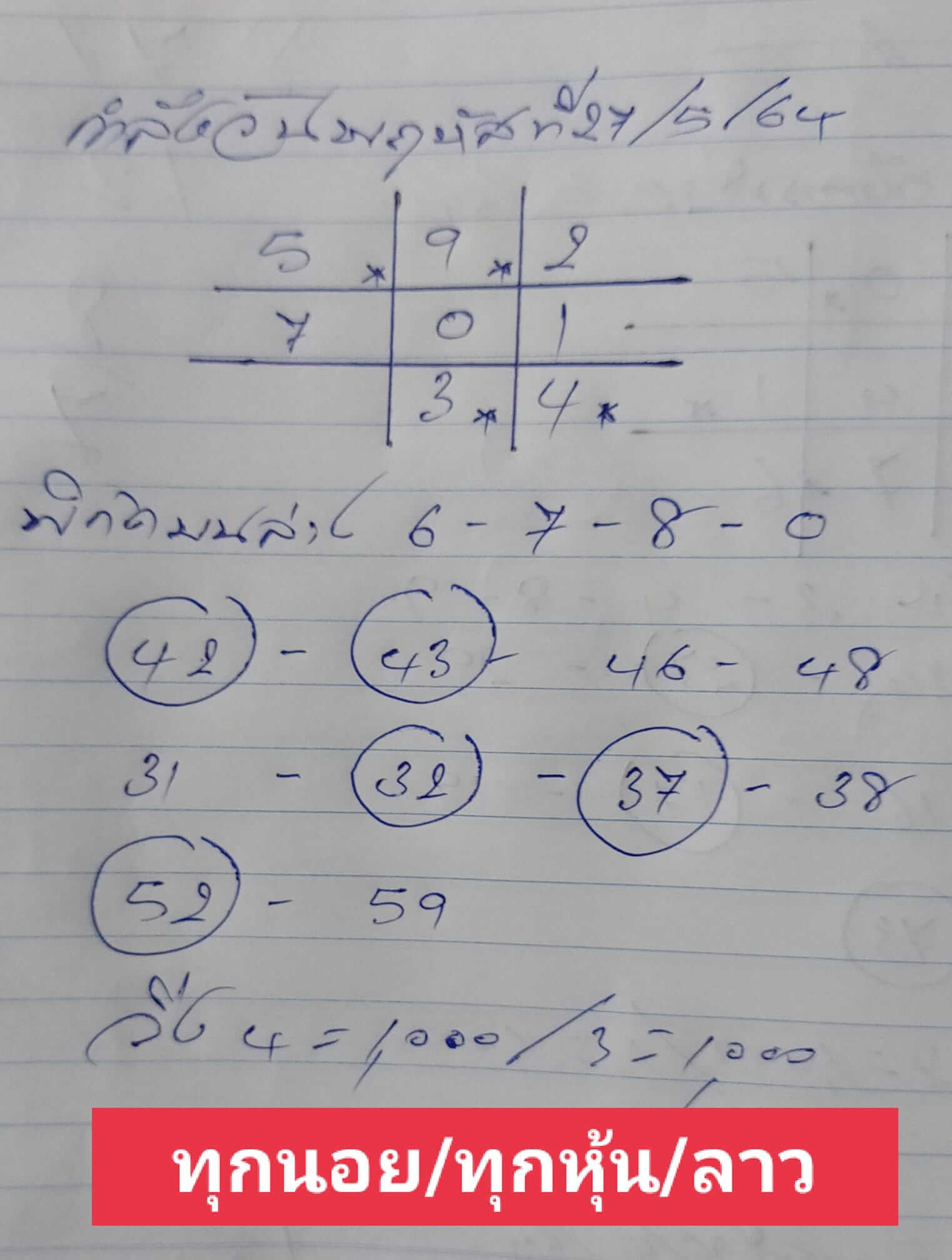 หวยลาว27-5-64ชุด2