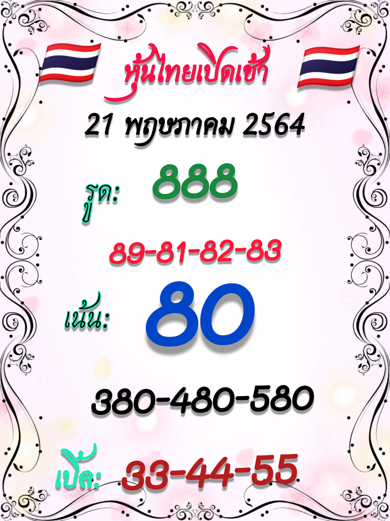 หวยหุ้นวันนี้ 21/5/64 ชุดที่13